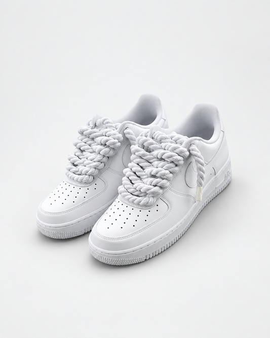 Air Force 1 Custom – Rope Laces – Białe / białe sznurówki