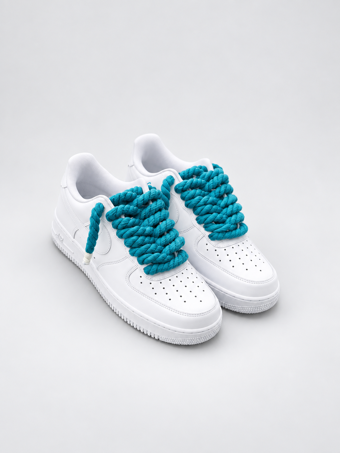 Air Force 1 Custom – Rope Laces – Białe / błękitne sznurówki