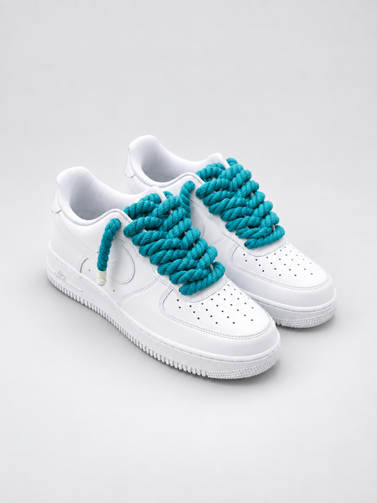 Air Force 1 Custom – Rope Laces – Białe / błękitne sznurówki