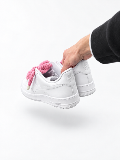 Air Force 1 Custom – Rope Laces – Białe / różowe sznurówki