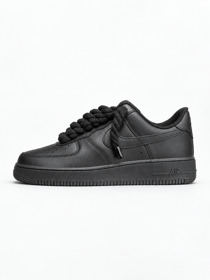 Air Force 1 Custom – Rope Laces – Czarne / czarne sznurówki