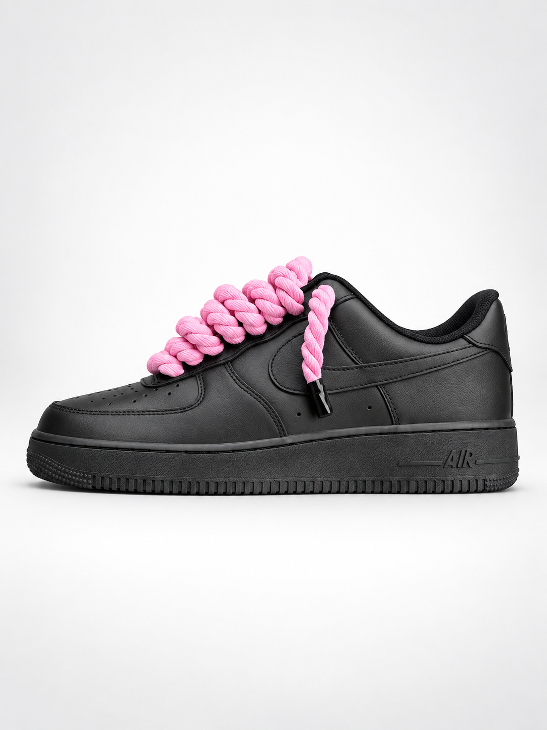 Air Force 1 Custom – Rope Laces – Czarne / różowe sznurówki