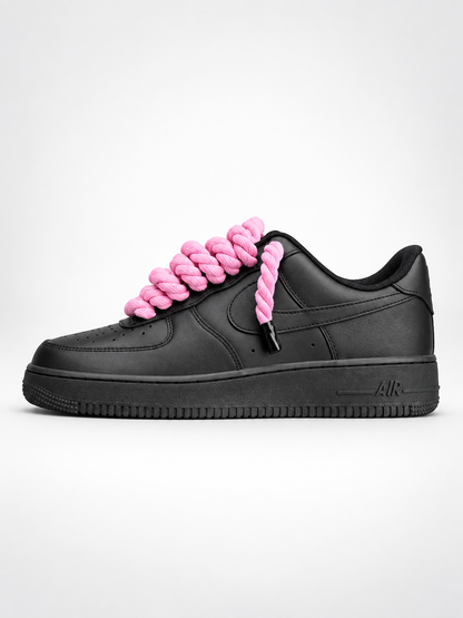 Air Force 1 Custom – Rope Laces – Czarne / różowe sznurówki