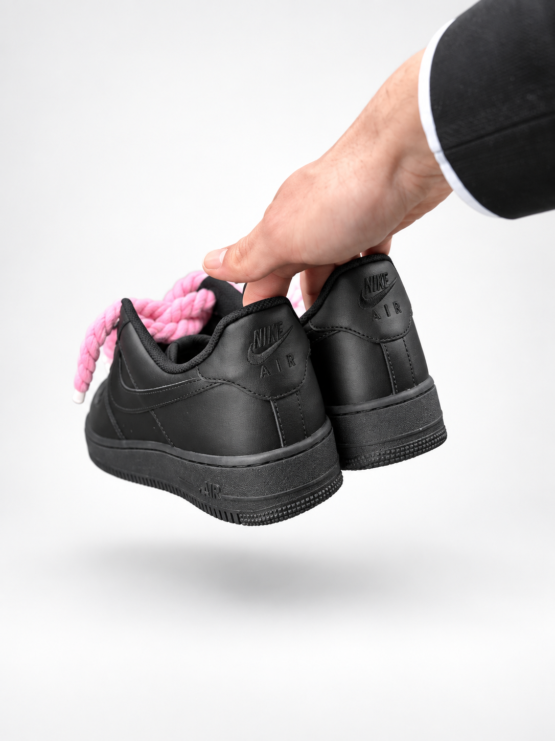 Air Force 1 Custom – Rope Laces – Czarne / różowe sznurówki