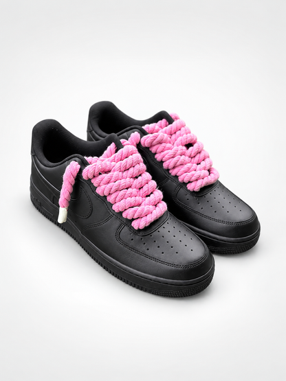 Air Force 1 Custom – Rope Laces – Czarne / różowe sznurówki
