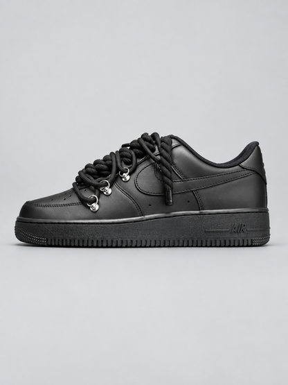 Air Force 1 Custom – Double Rope – Czarne / czarne sznurówki