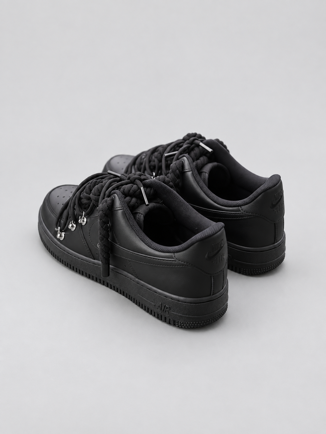 Air Force 1 Custom – Double Rope – Czarne / czarne sznurówki