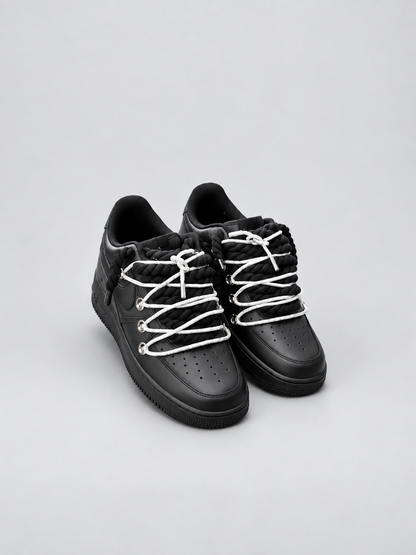 Air Force 1 Custom – Double Rope – Czarne / białe sznurówki