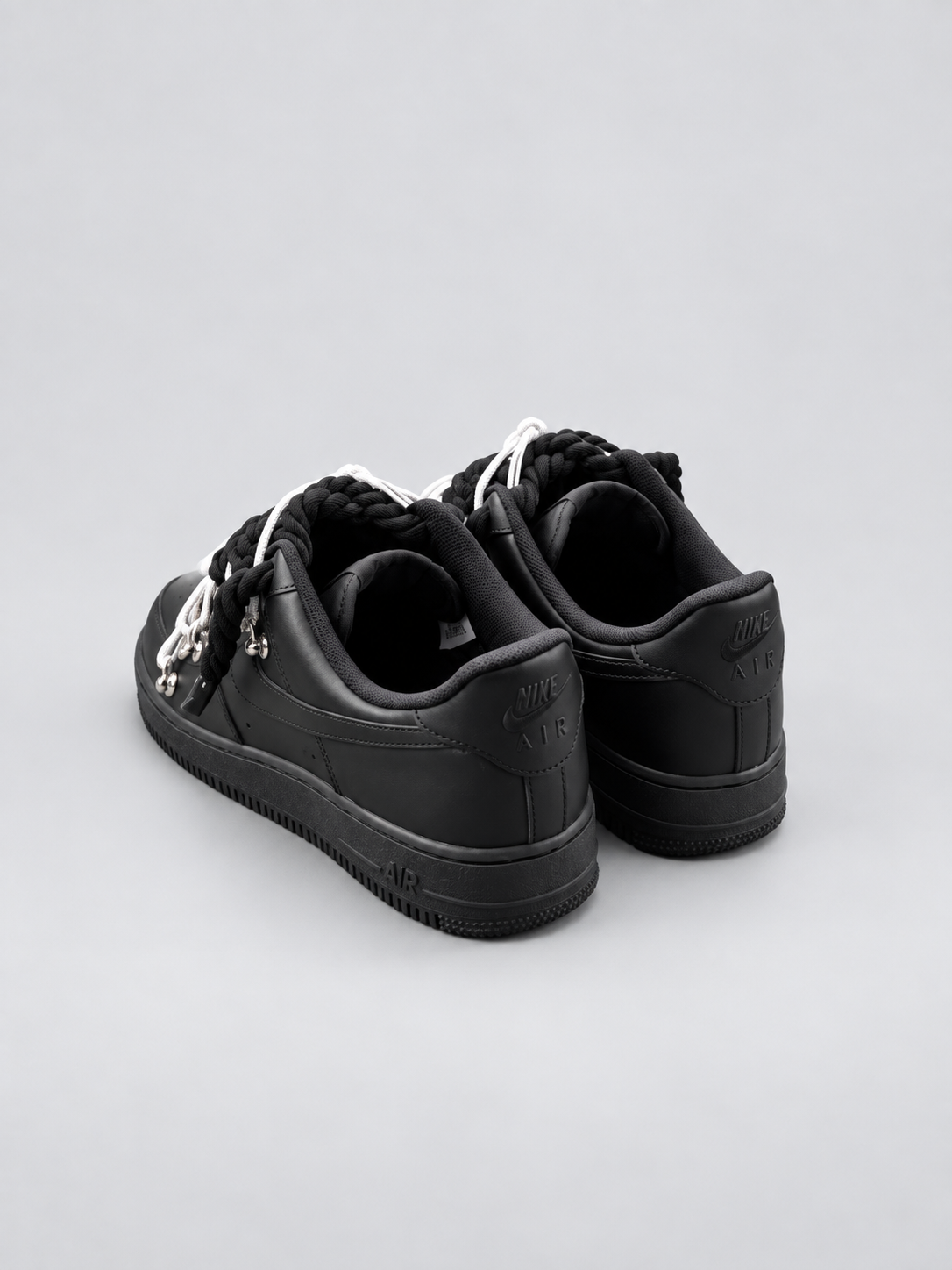Air Force 1 Custom – Double Rope – Czarne / białe sznurówki