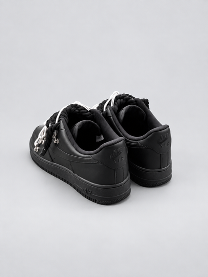 Air Force 1 Custom – Double Rope – Czarne / białe sznurówki