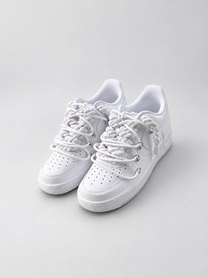 Air Force 1 Custom – Double Rope – Białe / białe sznurówki