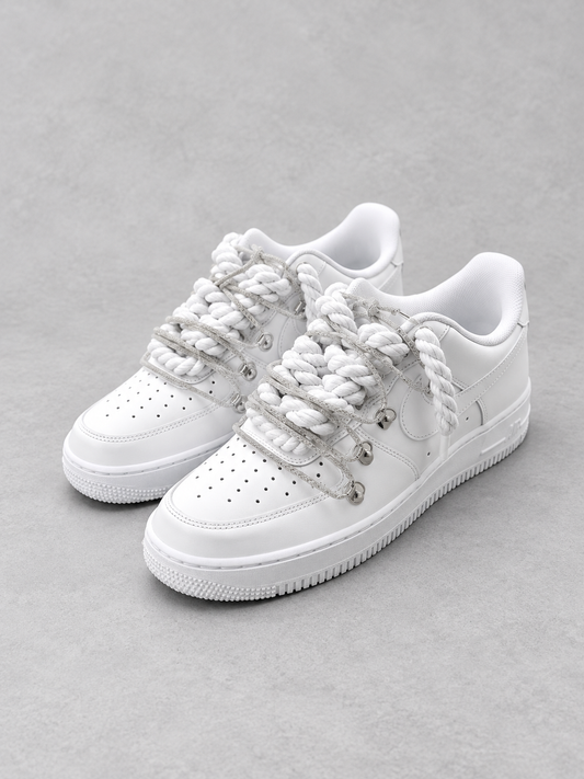 Air Force 1 Custom – Double Rope – Białe / shiny