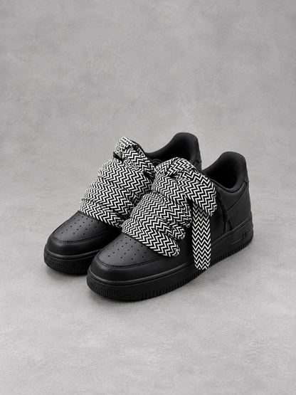 Air Force 1 Custom – Lanvin Laces – Czarne / białe sznurówki
