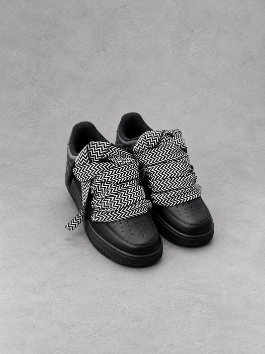 Air Force 1 Custom – Lanvin Laces – Czarne / białe sznurówki