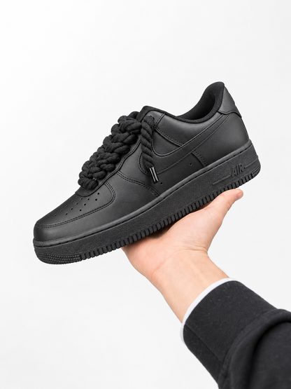 Air Force 1 Custom – Rope Laces – Czarne / czarne sznurówki