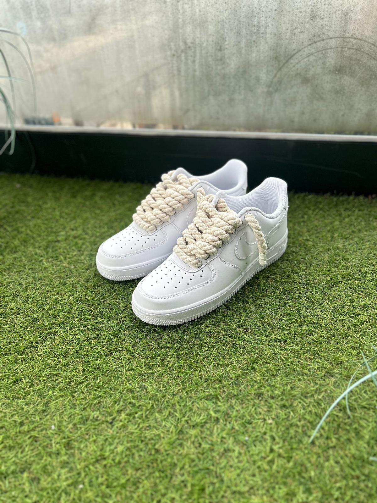 Nike Air Force 1 White / CREAM ROPE LACES CUSTOM