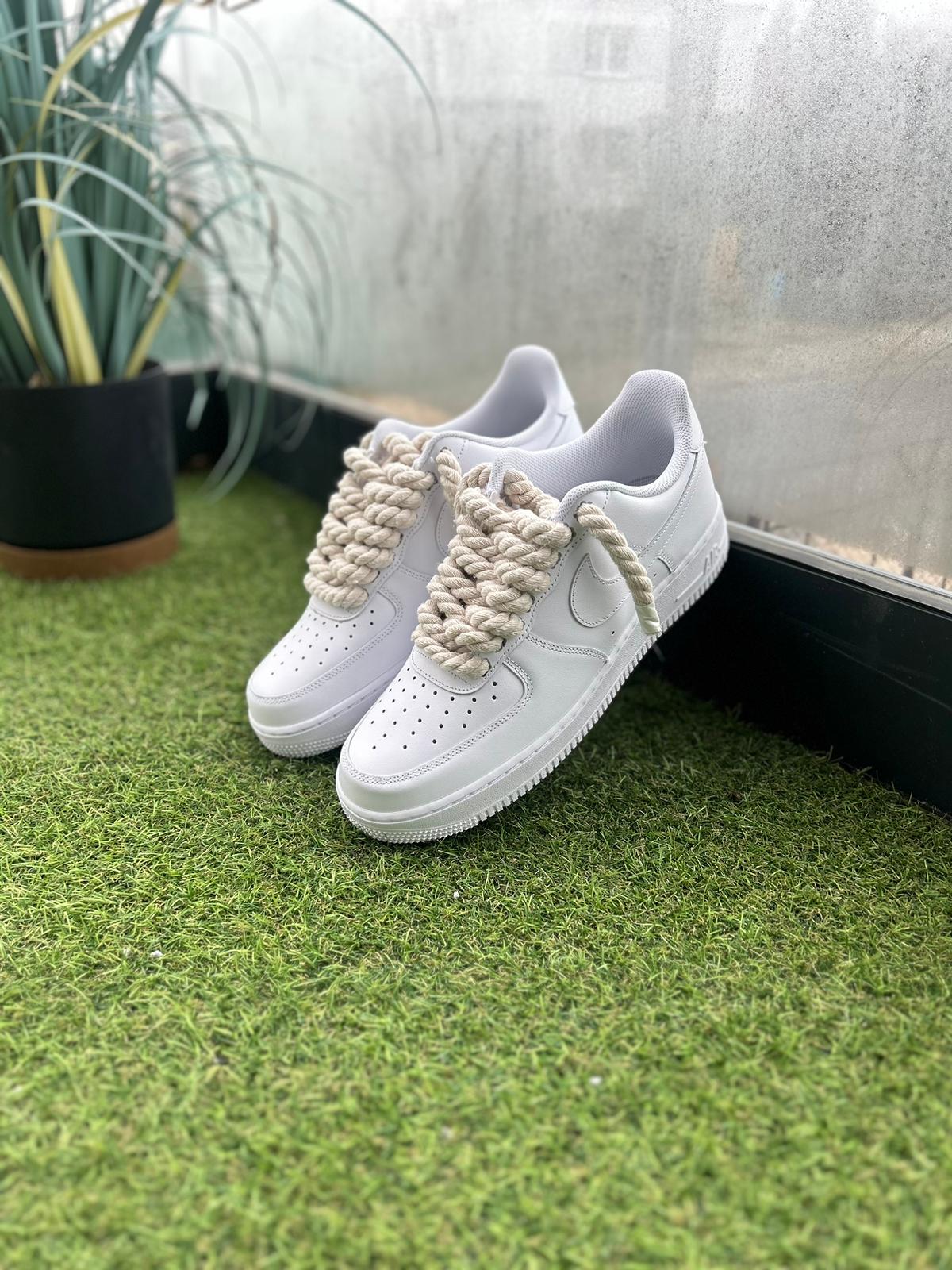Nike Air Force 1 White / CREAM ROPE LACES CUSTOM