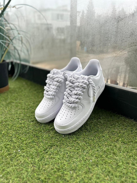 Nike Air Force 1 White / WHITE ROPE LACES CUSTOM