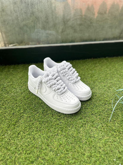 Nike Air Force 1 White / WHITE ROPE LACES CUSTOM