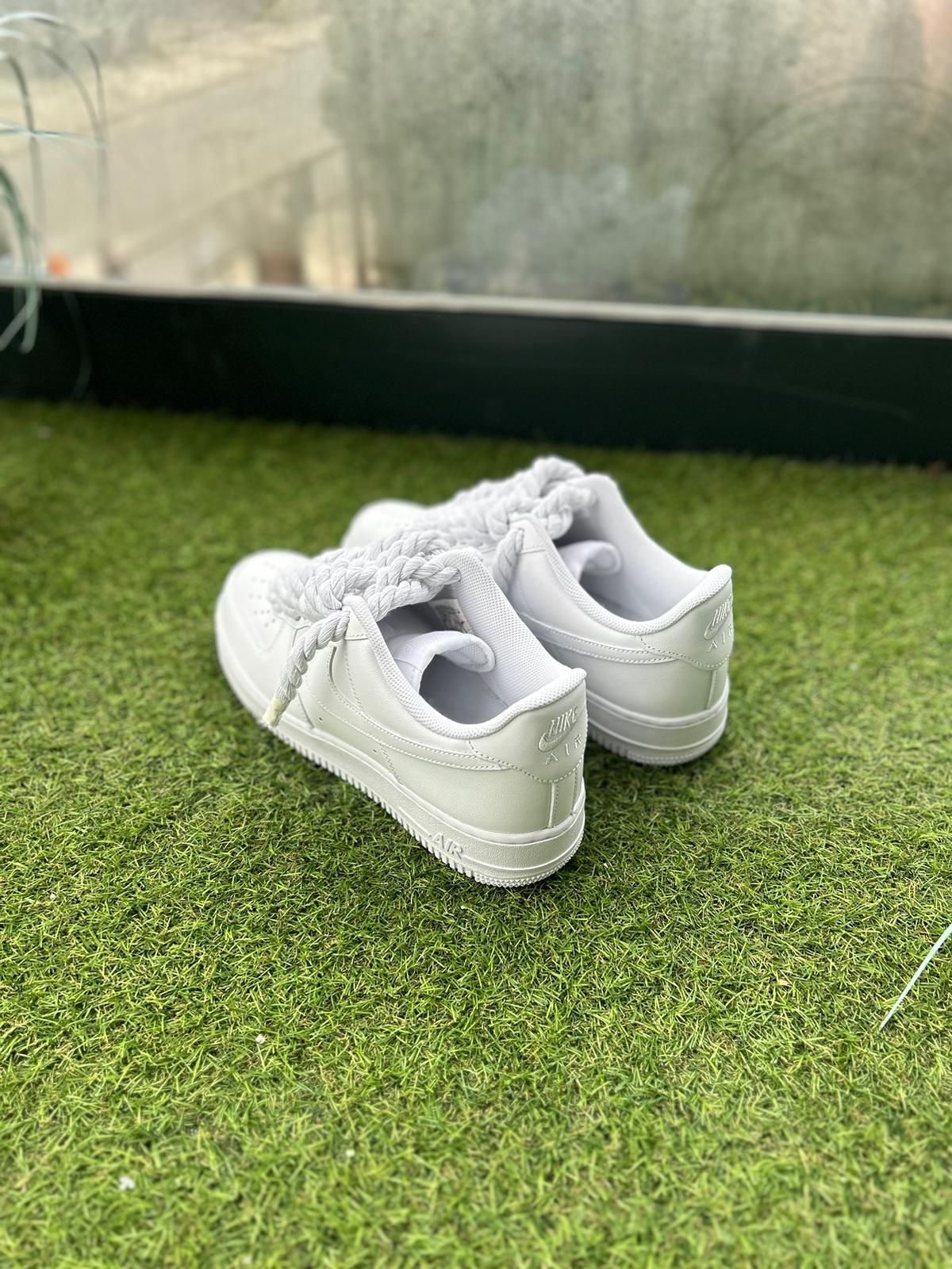 Nike Air Force 1 White / WHITE ROPE LACES CUSTOM