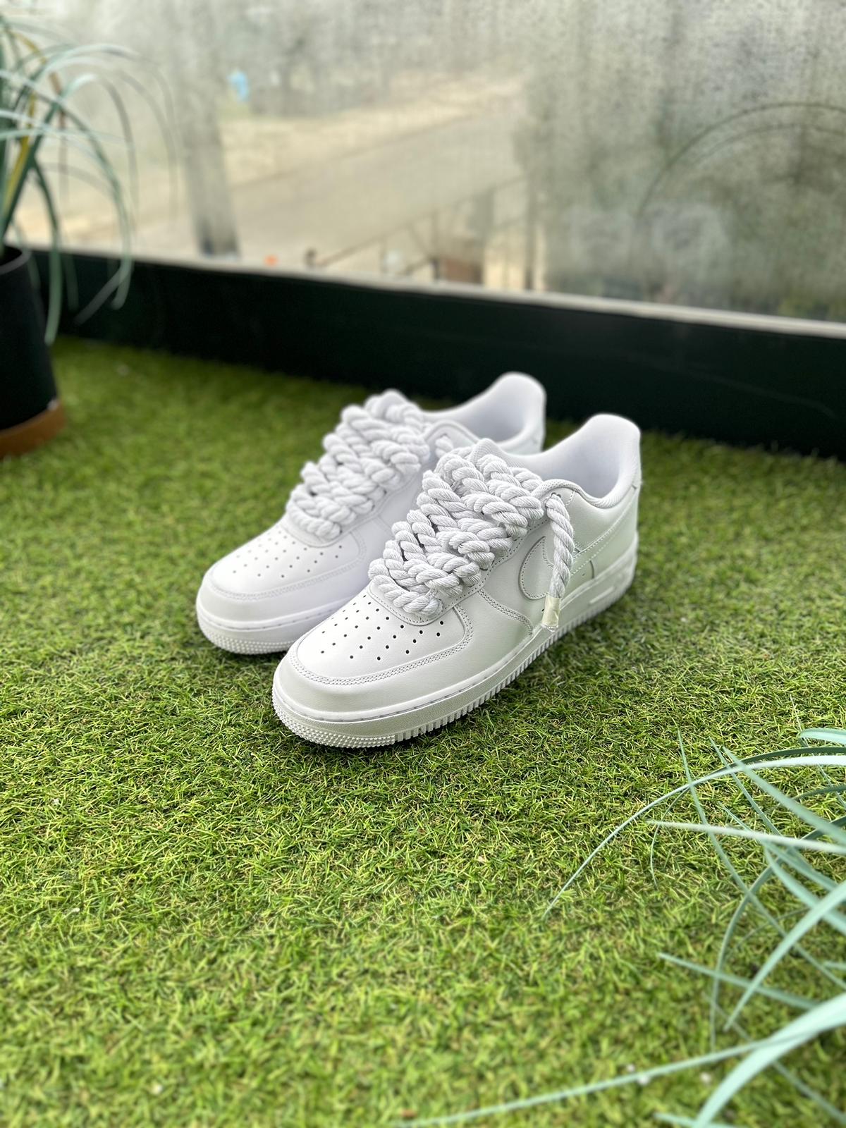Nike Air Force 1 White / WHITE ROPE LACES CUSTOM