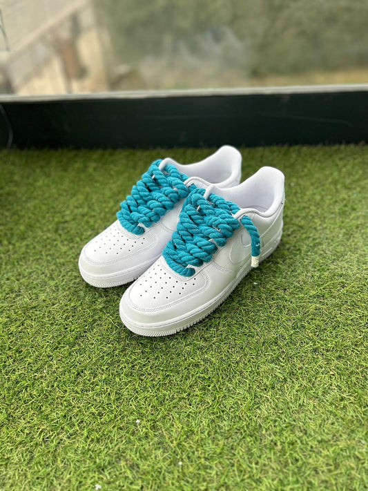 Nike Air Force 1 White / BLUE ROPE LACES CUSTOM