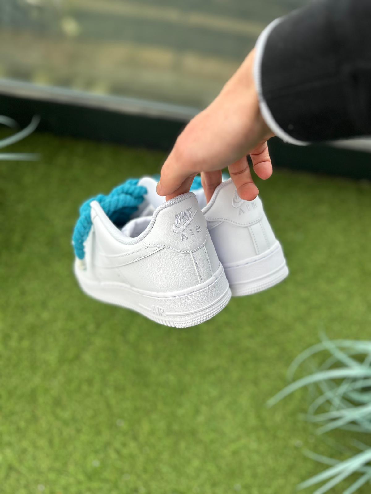 Nike Air Force 1 White / BLUE ROPE LACES CUSTOM