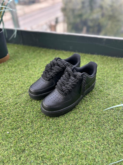 Nike Air Force 1 Black / BLACK ROPE LACES CUSTOM