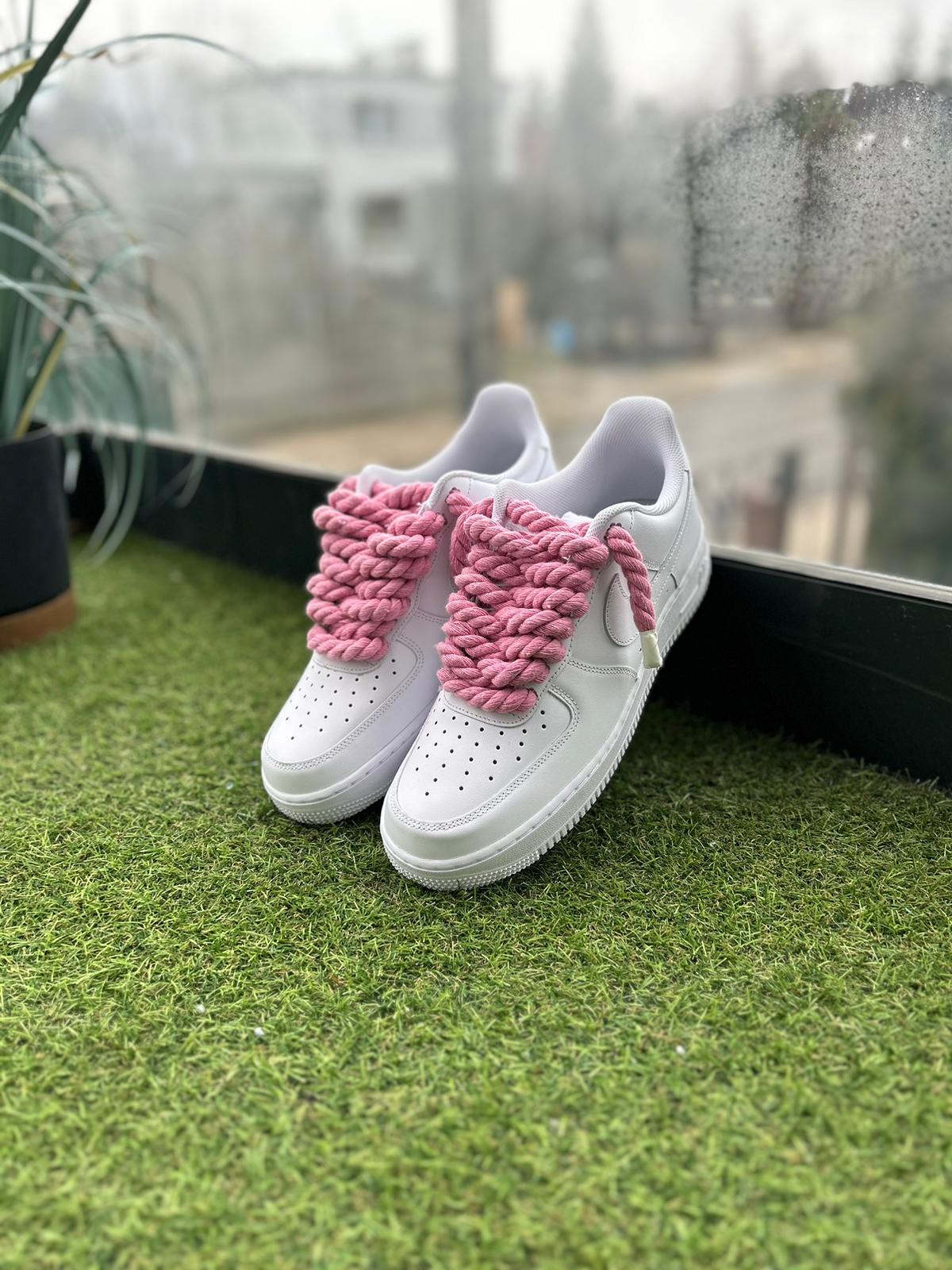 Nike Air Force 1 White / PINK ROPE LACES CUSTOM