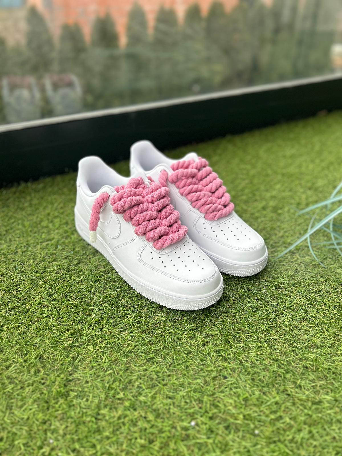 Nike Air Force 1 White / PINK ROPE LACES CUSTOM