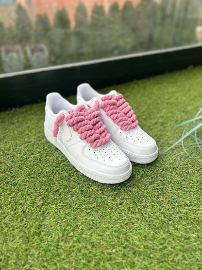 Nike Air Force 1 White / PINK ROPE LACES CUSTOM