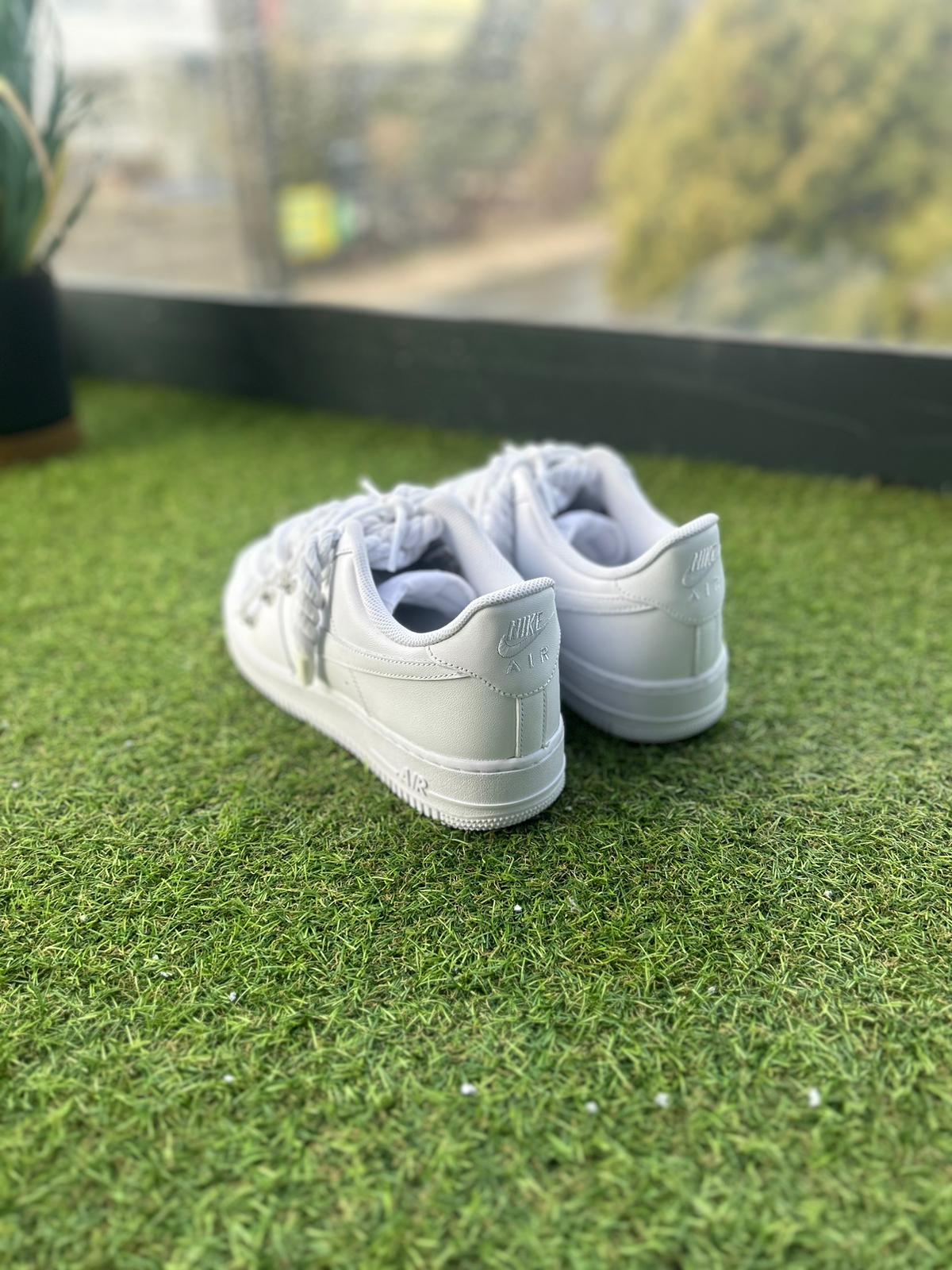 Nike Air Force 1 White / WHITE DOUBLE ROPE LACES CUSTOM