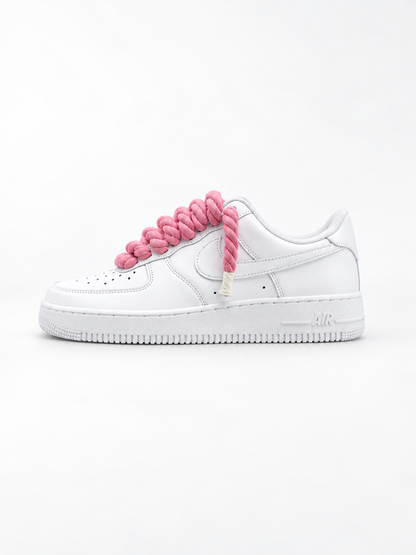 Air Force 1 Custom – Rope Laces – Białe / różowe sznurówki