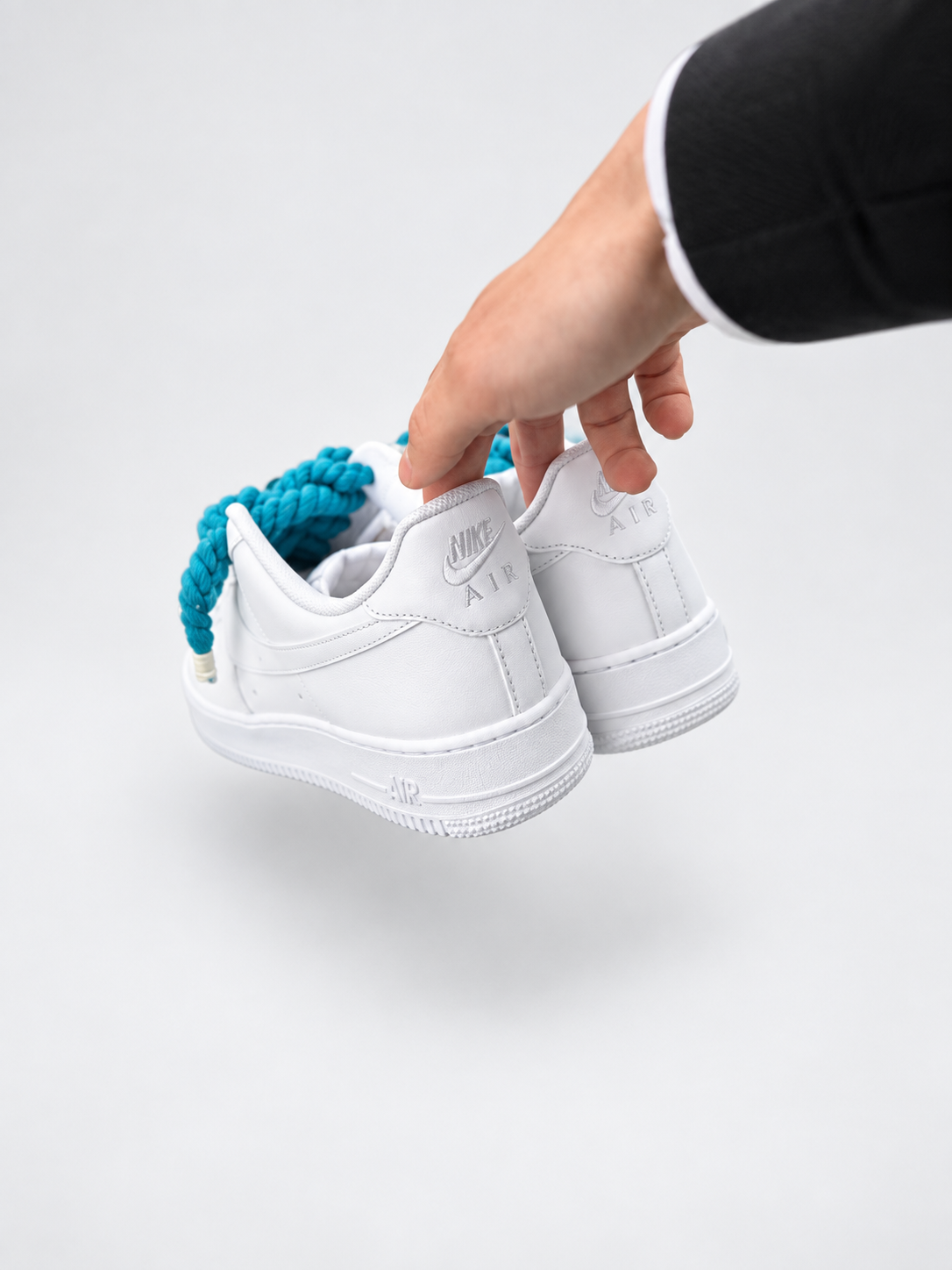 Air Force 1 Custom – Rope Laces – Białe / błękitne sznurówki