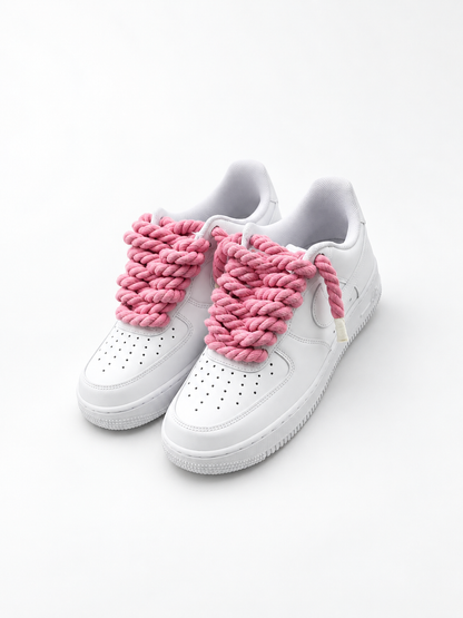Air Force 1 Custom – Rope Laces – Białe / różowe sznurówki